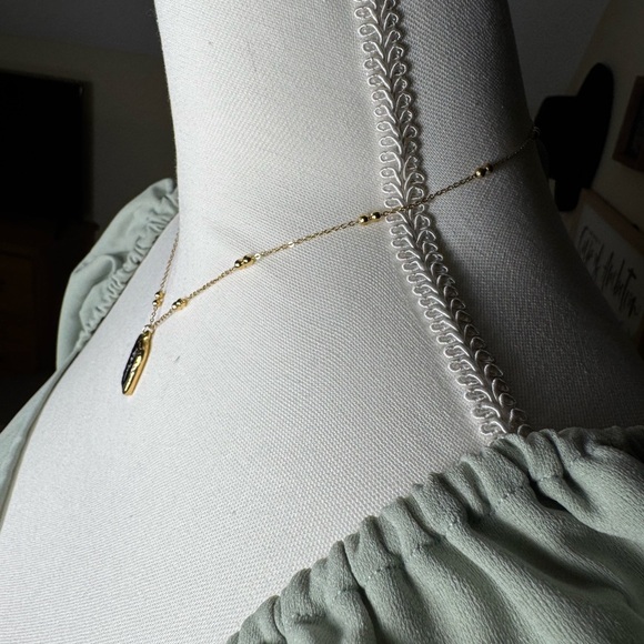 Gold Rose Pendant Necklace with Delicate Chain - Picture 5 of 5